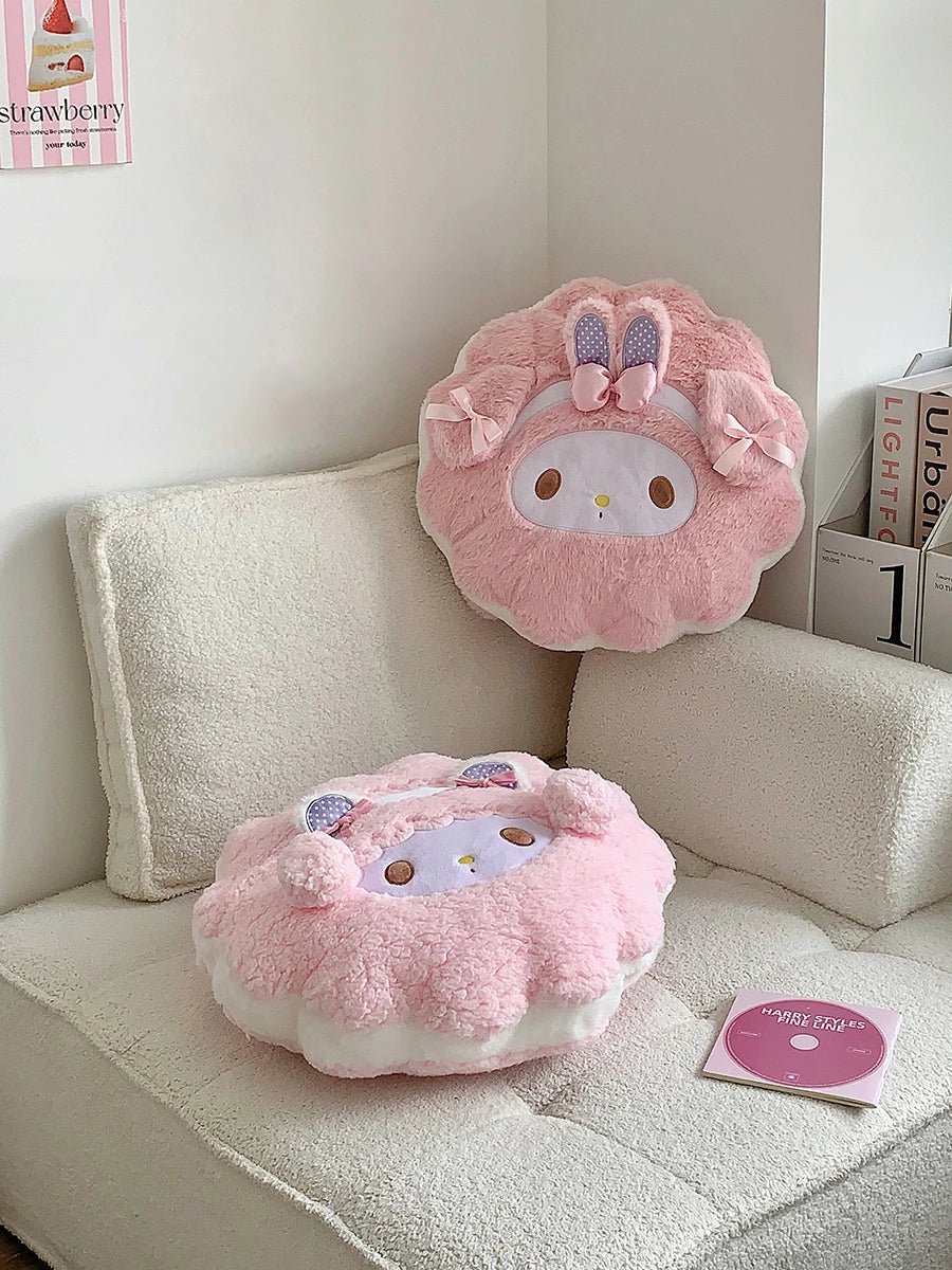 Sanrio Thickened Back Cushion Pink My Melody Throw Pillow Sofa Bed Home Decor Sweet Seat Cushion Floor Gifts Girl