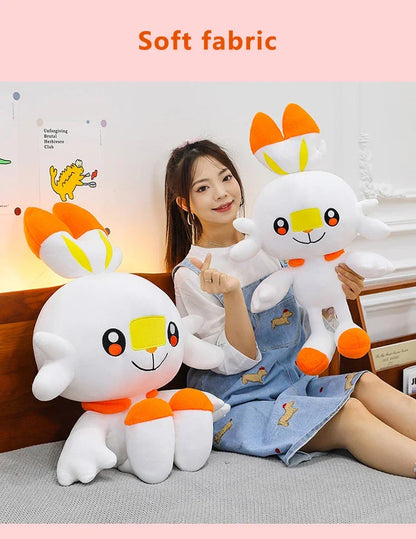 50/90cm Scorbunny Pokemon Large Plush Toys Anime Doll Cute Giant Pokémon Rabbit Cartoon Stuffed Plushie Pillow Gift for Kid Xmas