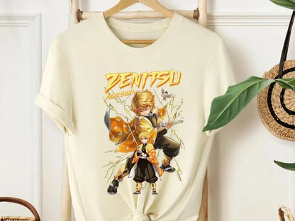 Anime ‌‌‌‌‌‌‌‌Zenitsu Agatsuma Demon Slayer T Shirt Summer Cotton Men Women Streetwear Casual Trendy Short Sleeve Couple Hip Hop
