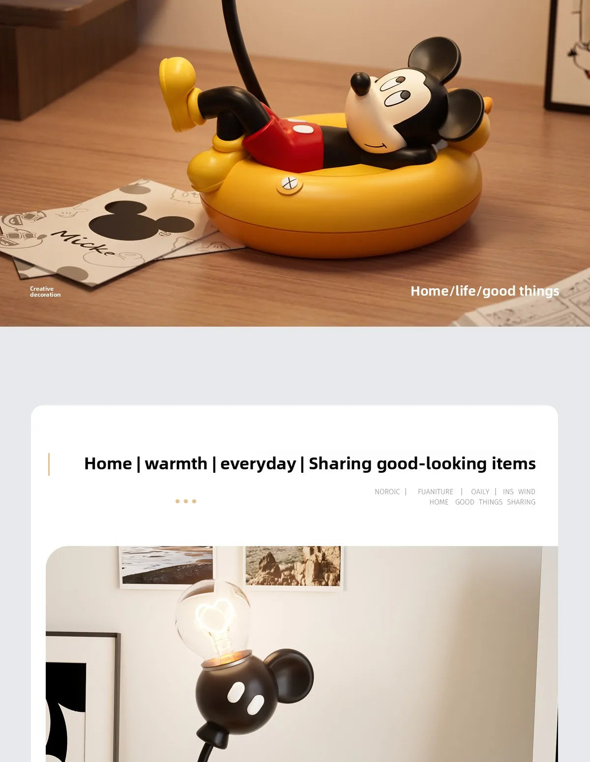 Mickey Figurine Night Light Cartoon Mickey Mouse 3d Doll Reading Lamp Cute Desktop Decor Statue Creative Desk Lamp for Kids Gift