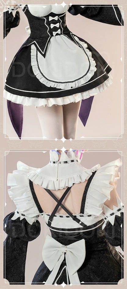 IN STOCK Remm/Ramm Cosplay Costume Anime Cosplay DokiDoki-SR Women Cute Maid Uniform Costume Remm Cosplay