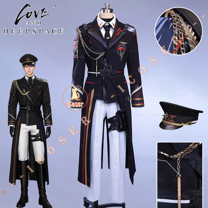 Love and Deepspace Caleb Cosplay Costume Wig Farspace Colonel Uniform Trench Halloween Party for Women Men Carnival Cos Props