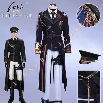 Love and Deepspace Caleb Cosplay Costume Wig Farspace Colonel Uniform Trench Halloween Party for Women Men Carnival Cos Props