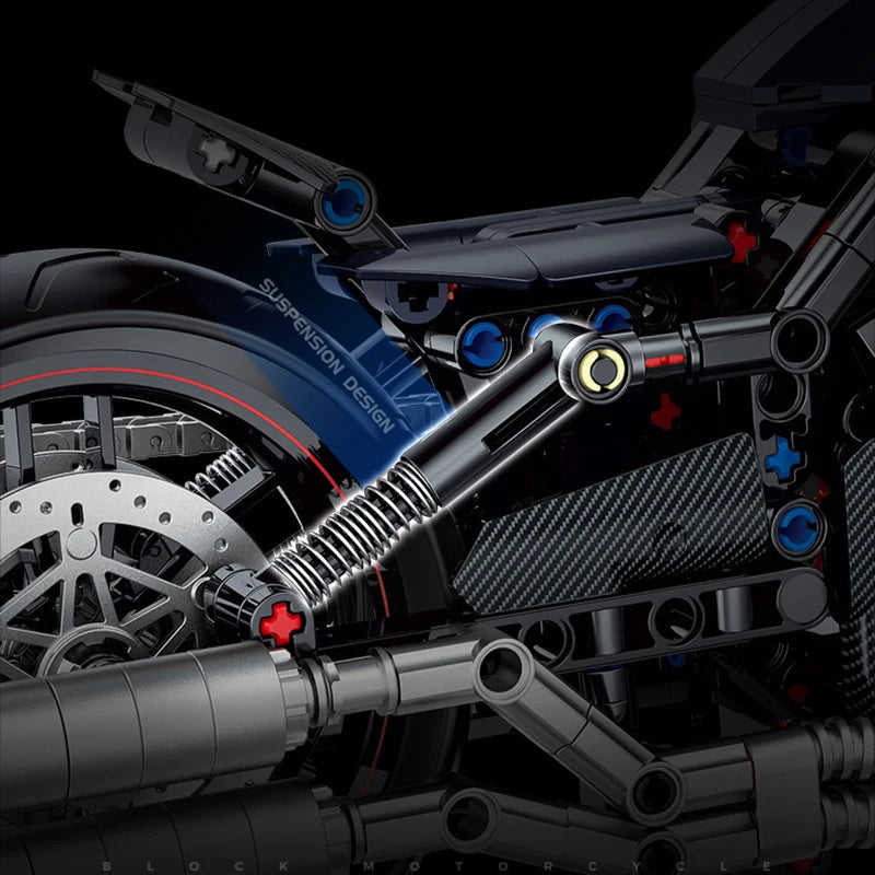 New 1:8 Night Racer Motorbike Building Blocks Sets MOC Bricks Motorcycle Model Christmas Gifts for Boys Kids Children 500+pcs