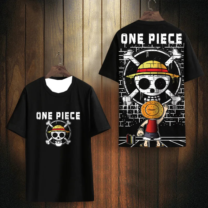 One Piece Anime Y2k Korean Style Kpop Fashion Baseball Hockey Unisex Tops Tees Vintage Retro Series Anime Full Printing T-shirt