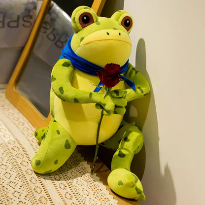 50cm Cute Cozy Frog Plushies Soft Stuffed Animal Funny Frog Toy with Scarf Kawaii Gift For Girl Boy Girlfriend