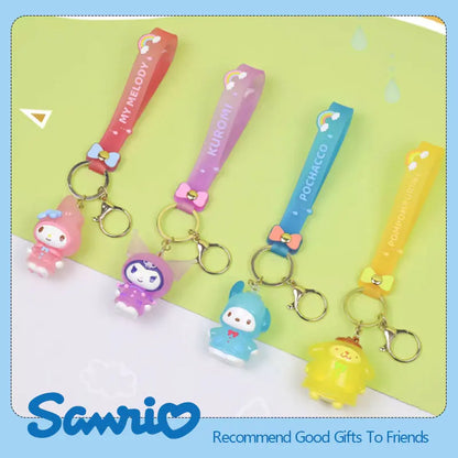 Sanrio Kuromi Pompompurin Mymelody Pochacco Hello Kitty Figure Pendant Keychain Holder Keychain Car Keyring Kids Birthday Gift