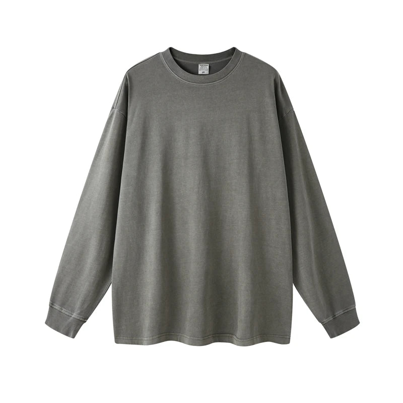 ZODF New Autumn Men's 260gsm 100% Cotton T Shirts Unisex Retro High Street Loose Washed Solid Tees Streetwears HY0376