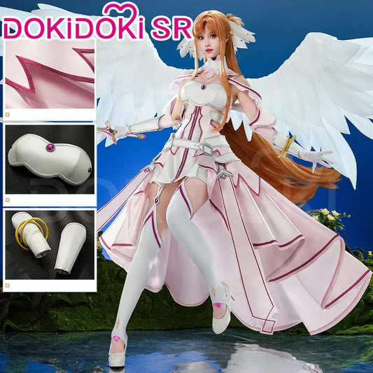 IN STOCK Yuuki Asuna Cosplay Costume Anime Sword Art Online Cosplay DokiDoki-SR Female Costume The Goddess of Creation Asuna Wig
