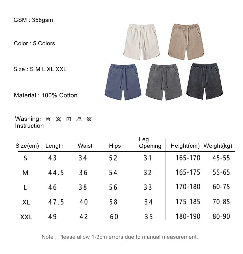 ZODF New 2024 Men Washed Plush Cotton Shorts Unisex Couple Loose 358gsm Distressed Comfortable Short Pants Streetwears HY0807