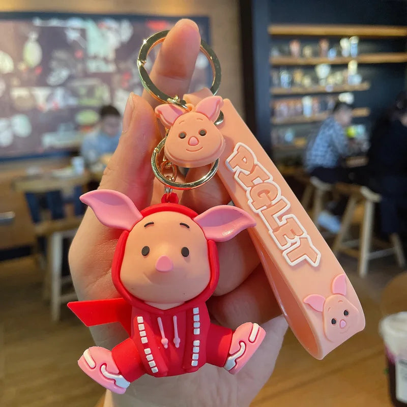 Anime Cartoon Disney Keychain Mickey Mouse Stitch Figure Minnie Donald Duck Piglet Key Chain Model Kids Toys Children Gift