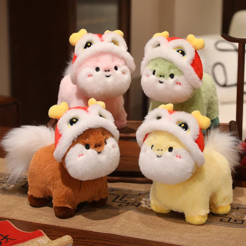 22cm Cartoon Cute Horse Plush Toy Sunflower Lion Dance Decorative Pony Plushies Soft Doll Kawaii Lunar New Year Gift