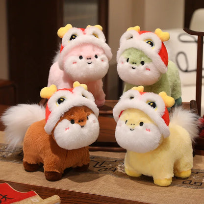 22cm Cartoon Cute Horse Plush Toy Sunflower Lion Dance Decorative Pony Plushies Soft Doll Kawaii Lunar New Year Gift