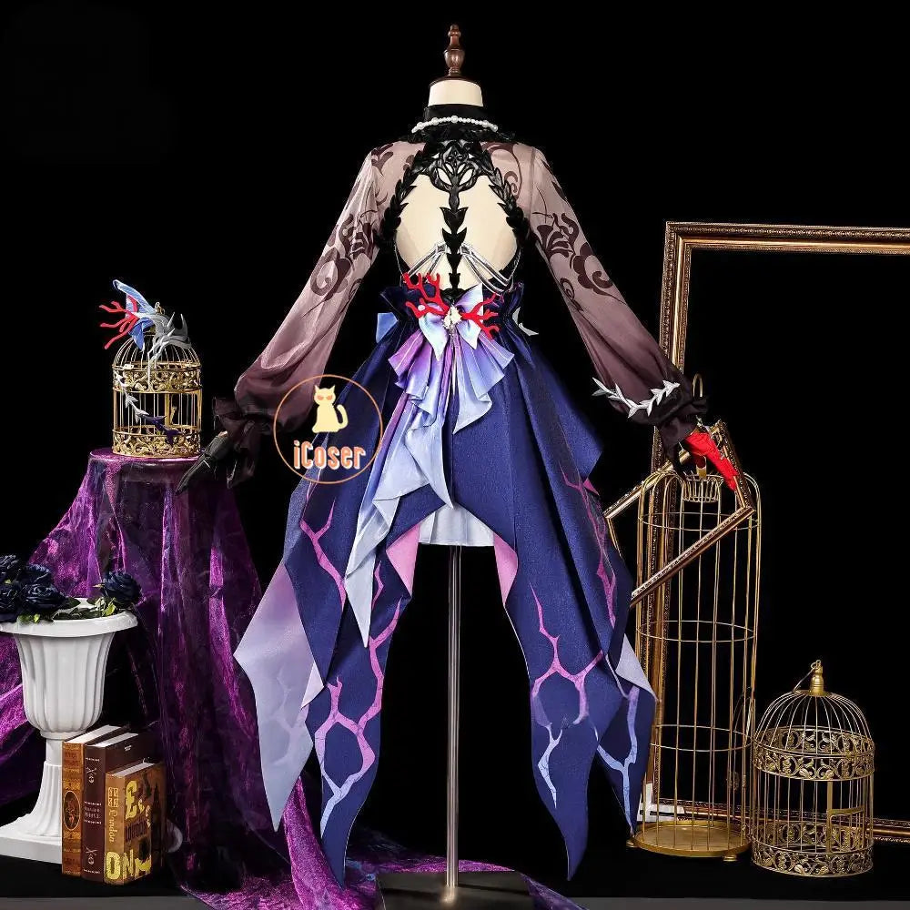 iCoser Honkai Star Rail Hysilens Cosplay Costume Wig Dress Headwear Amphoreus Halloween Party for Women Girls Carnival Cos Props