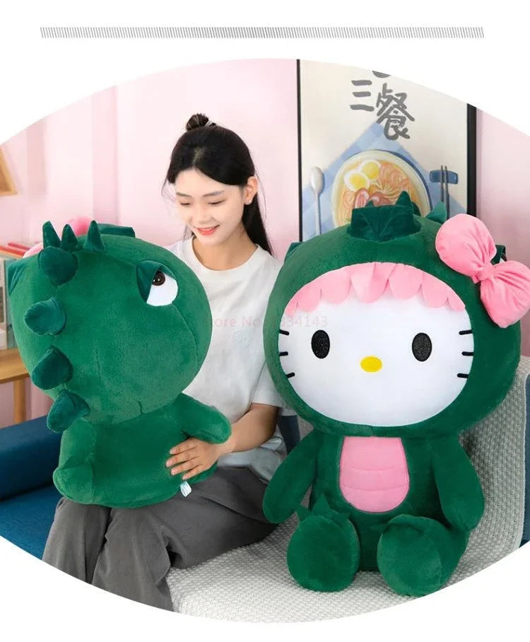 35cm Aoger Hello Kitty Cos Dinosaur Kawaii Cartoon Plush Doll Toys Soft Throw Pillow Back Cushion Girls Birthday Toyd Gifts