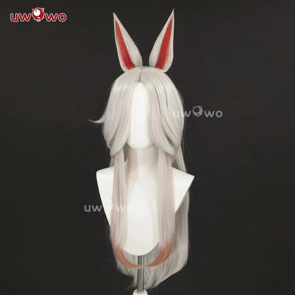 UWOWOW Ahri Wig Game League of Legends/LOL: Immortalized Legend Ahri Cosplay Wig Long Hair with Ear White Silver Hair 80CM