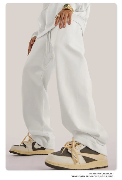 ZODF New 2025 Autumn Men's 445GSM Sweatpants Unisex High Street Soft Knitted Straight Pants Brand Streetwears Tracksuits HY0382