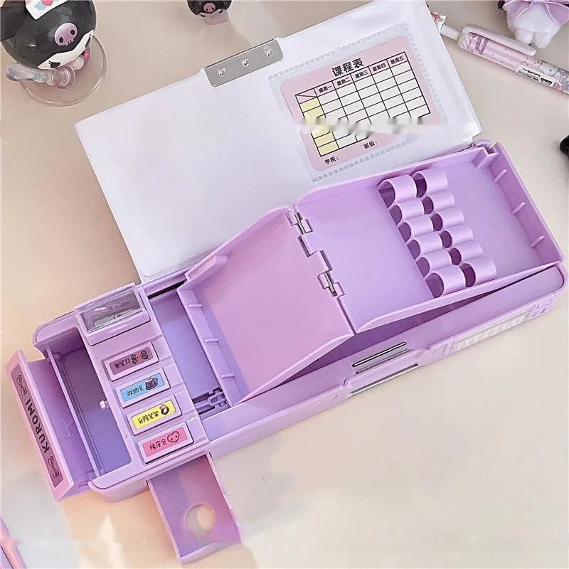 Genuine Kuromi Secondary School Student Multifunctional Pencil Box Stationery Box Children's Handmade Pencil Box Two Options