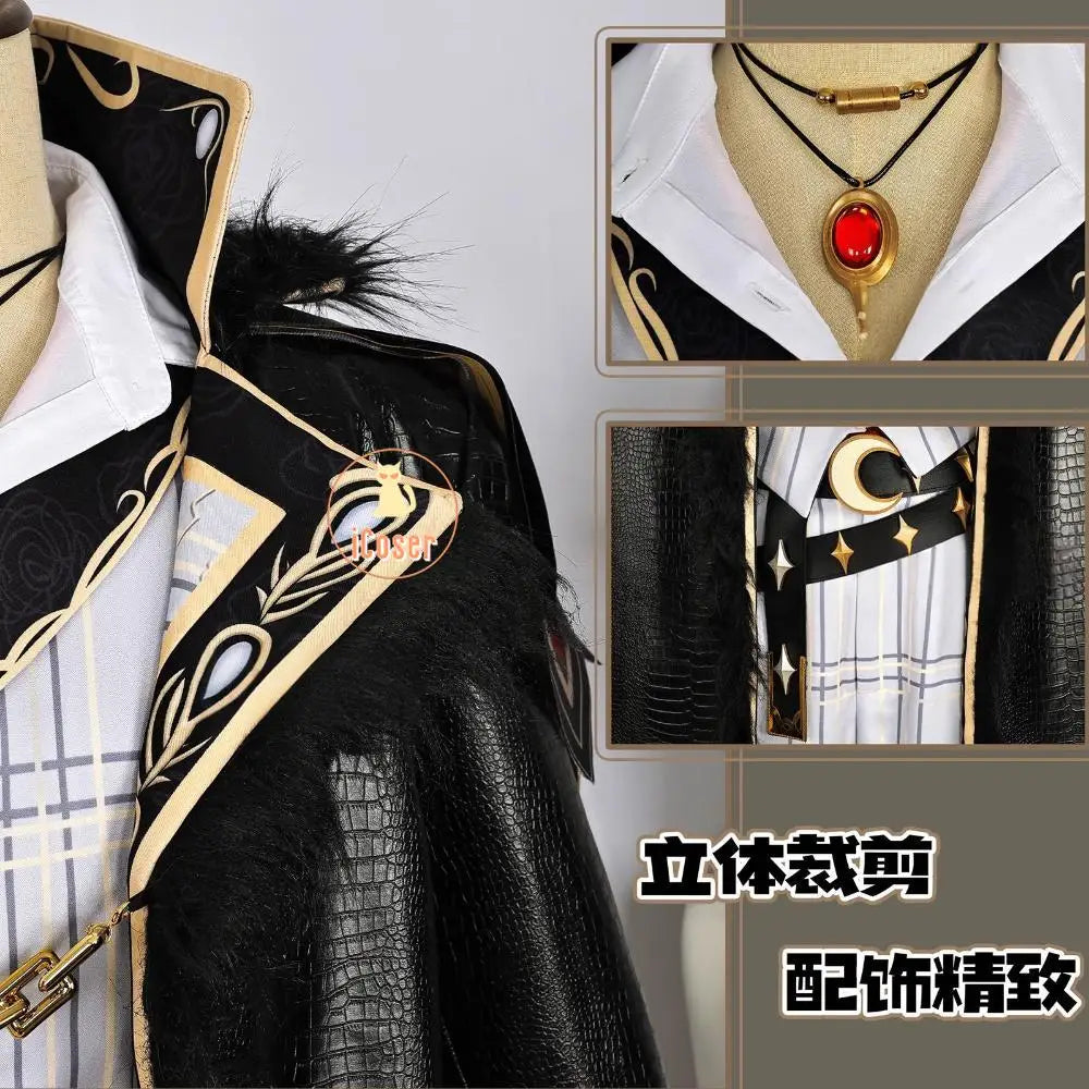 Identity V Prospector Cosplay Costume Norton Campbell Uniform Hat Glasses Bird of Prey Rings Halloween Party for Women Men Props