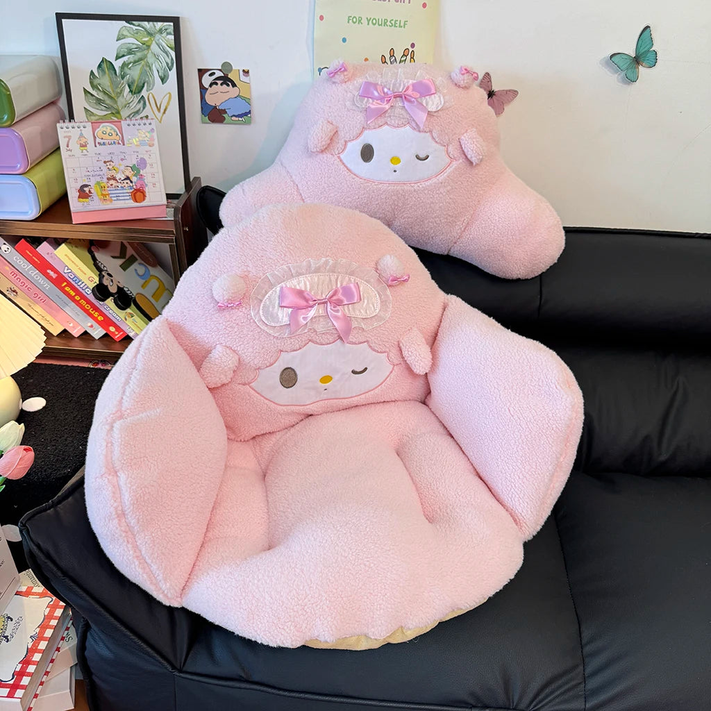 Kawaii My Sweet Piano Plush Seat Cushion Full Coverage Sitting Cushion Chair Soft Fluffy Cute Pink Decor for Bedroom Living Room
