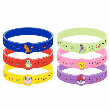 12pcs Pokemon Bracelet Anime Pikachu Charmander Cartoon Silicone Wristband Bracelets Accessoires Birthday Toys