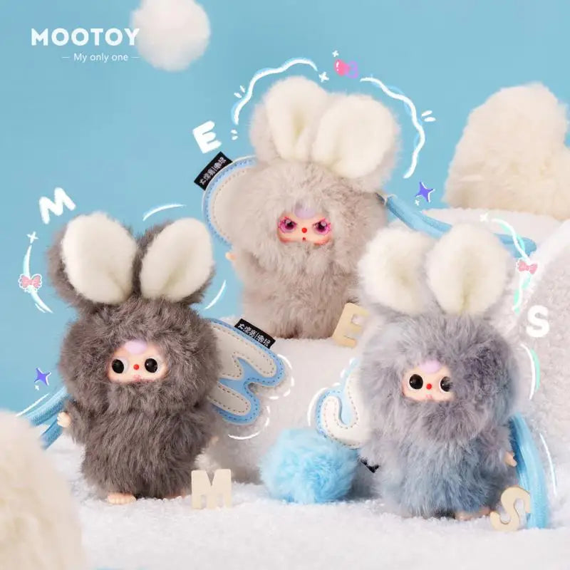 Baby Three Super Mini Bunny Series Mystery Blind Box Plush Keychain Pendant Collectible Soft Fluffy Doll Gift