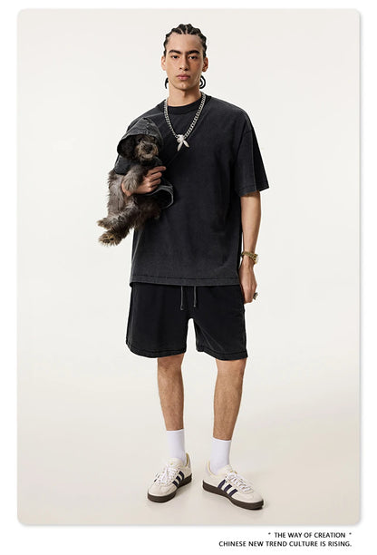 ZODF 2025 Summer Washed 275gsm Solid Cotton T-shirt For Men Unisex Oversized Short Sleeve T Shits Brand Tops HY0981