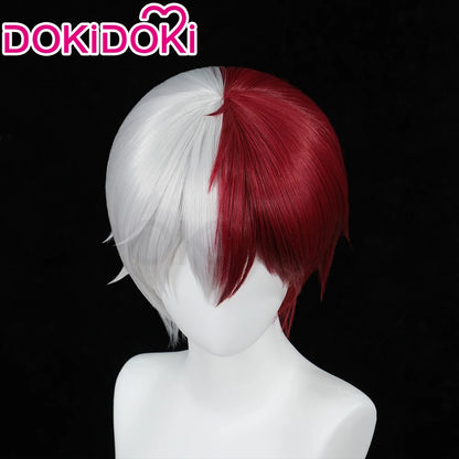 IN STOCK Todorokii Shotoo Wig Anime Cosplay DokiDoki Todorokii Shotoo Cosplay Men 32cm Red White Hair Heat Resistant Free Cap