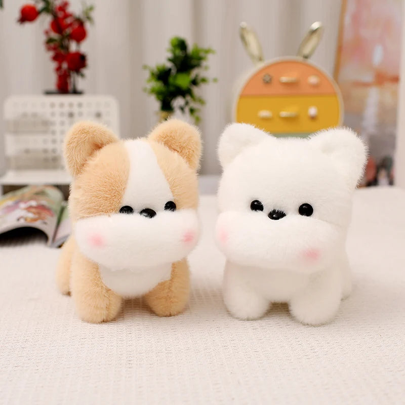 ZU Kawaii Teddy Pets Lifelike Fluffy Puppy Soft Doll Cute Small Chow Pomeranian Corgi Yorkie Dog Plush Toys Gift For Girl