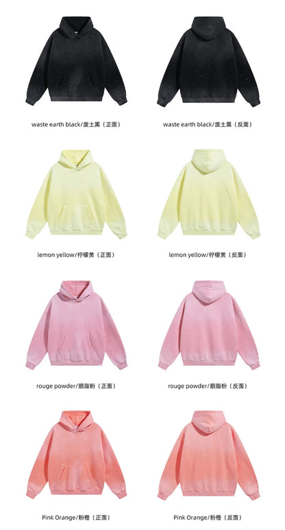 ZODF Trendy Men Washed 360gsm Fleece Hoodies Unisex Oversized Warm Paint Distressed Hooded Pullovers Winter Coat HY0947