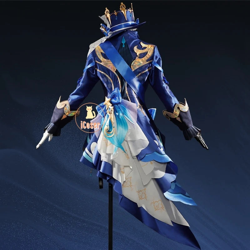 iCoser Focalors Furina Cosplay Costume Wig Dress Genshin Impact Fontaine Uniform Hat Pneuma Ousia God of Justice for Women Props