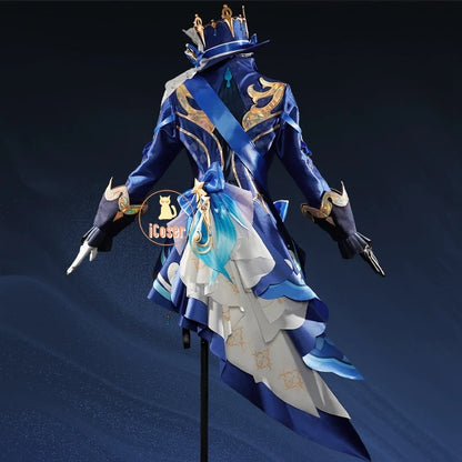 iCoser Focalors Furina Cosplay Costume Wig Dress Genshin Impact Fontaine Uniform Hat Pneuma Ousia God of Justice for Women Props