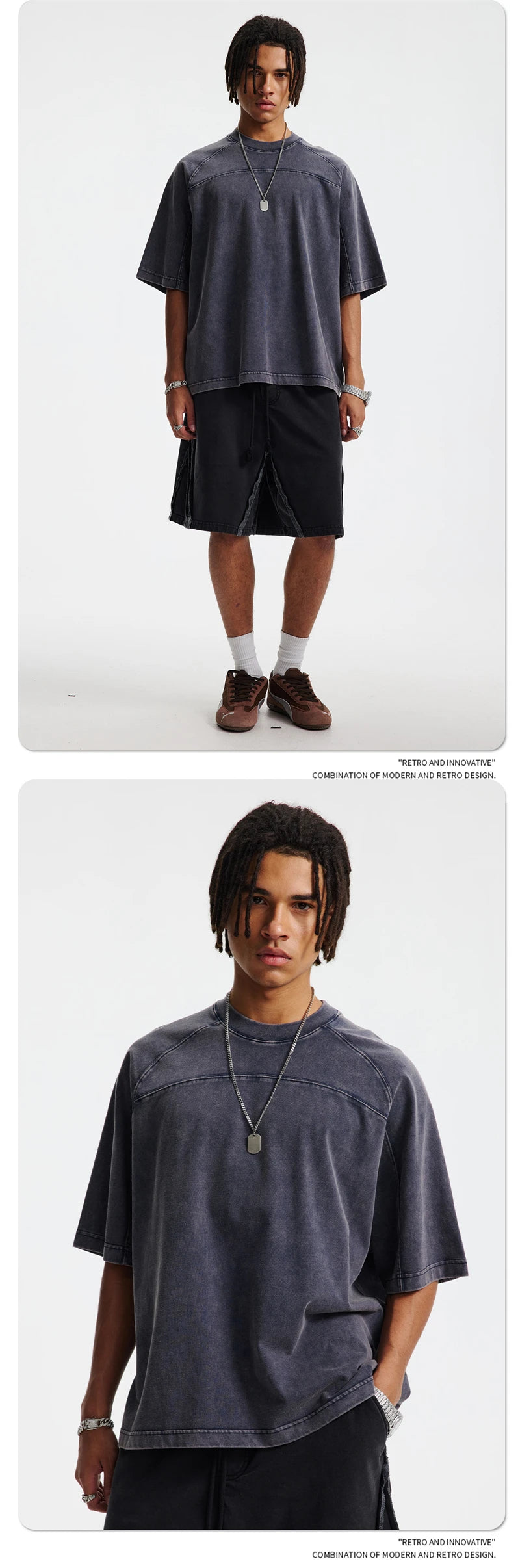 ZODF Retro 2025 Men Summer Batik Washed Cotton T-Shirts Unisex High Street Raglan Sleeve Patchwork T Shirt Brand Tees HY1062