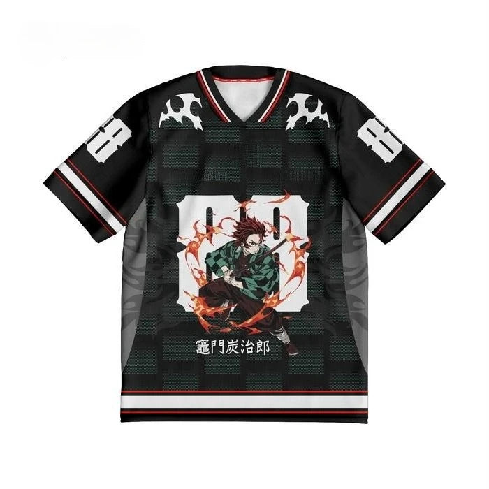 Demon Slayer Tanjiro Kamado Anime Series Number 88 Jersey Oversize Kpop Baseball Hockey Outfit T-shirt Daily Unisex Tops Tees