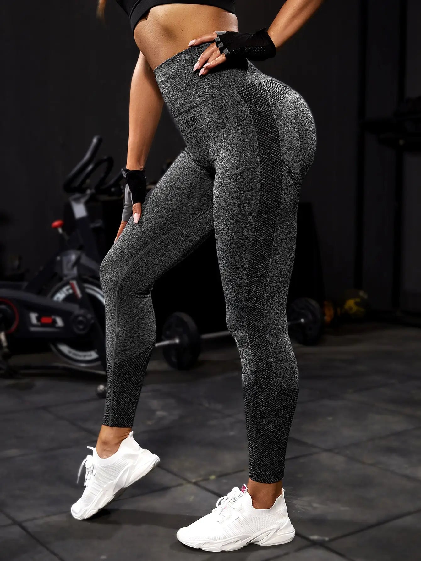 The Codex Seamless Yoga Sport Women’s Push Up Fitness Leggings Ankle-Length Gym Pants - black / M