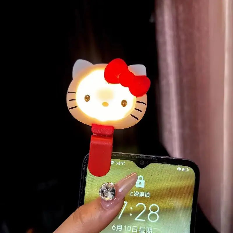 New Small And Exquisite Cartoon Cute Hello Kitty Luminous Toy Girls Mini Portable Selfie Supplement Light Atmosphere Lights