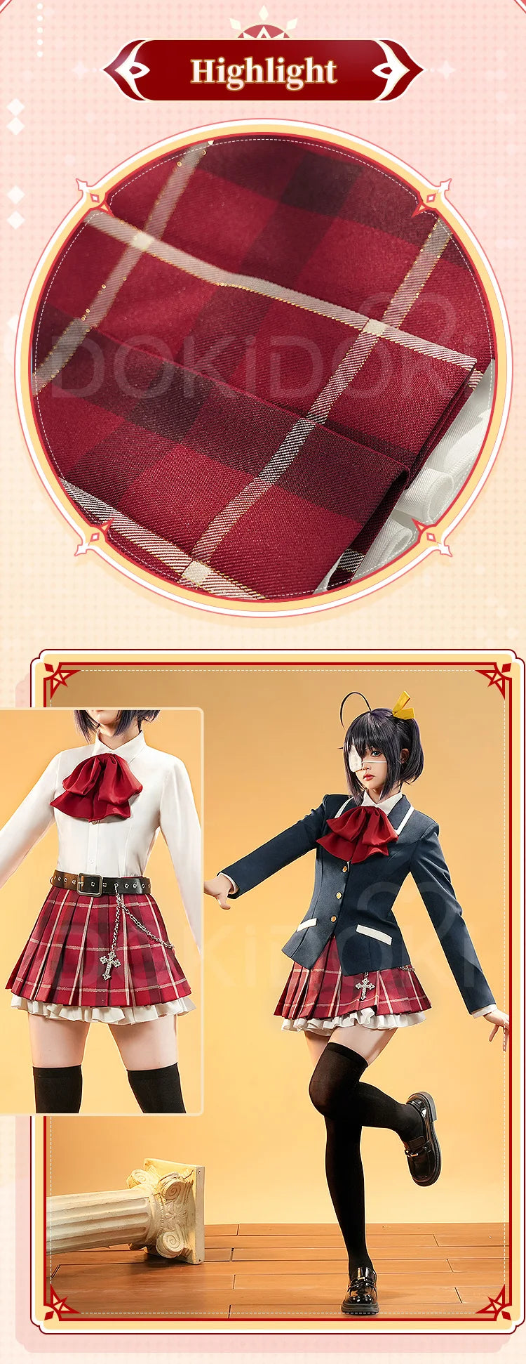 IN STOCK Takanashi Rikka Cosplay Costume Anime Love,Chunibyo & Other Delusions DokiDoki-SR Halloween Cute Uniform Takanashi Wig