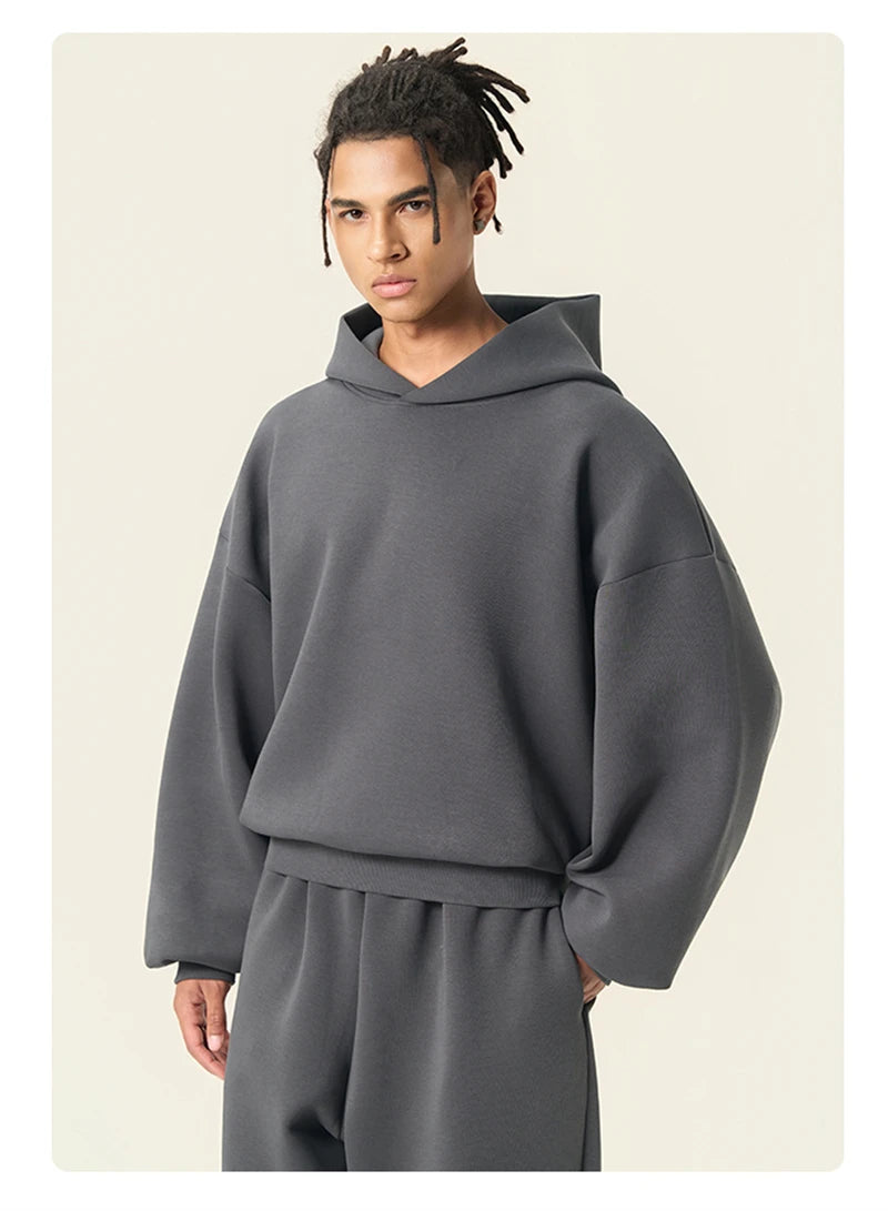 ZODF Trendy Winter 350gsm Solid Fleece Hooded Hoodies For Man Unisex Boxyfit Solid Warm Pullovers Brand Clothing HY0038