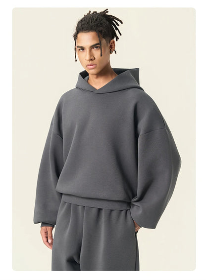 ZODF Trendy Winter 350gsm Solid Fleece Hooded Hoodies For Man Unisex Boxyfit Solid Warm Pullovers Brand Clothing HY0038