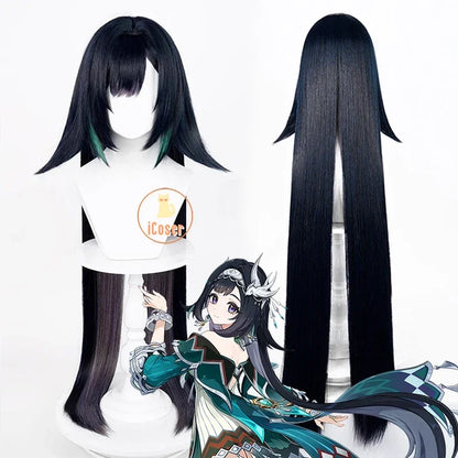 Lan Yan Cosplay Costume Wig Dress Genshin Impact Headwear Liyue Spring Woven From Jade Halloween Party for Women Girls Accessory