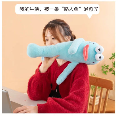 Sanrio 80cm Cute Plush Cartoon Ugly Fish Stuffed Toy Funny Knock Knock Doll New Viral Kids Birthday Christmas Gift for Children