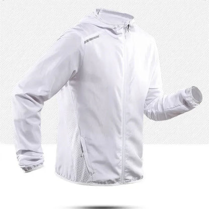 2025 Running Jacket Autumn Reflective Hooded Gradient Color Sportswear Breathable Men and Women Jogging Coat - Fashion