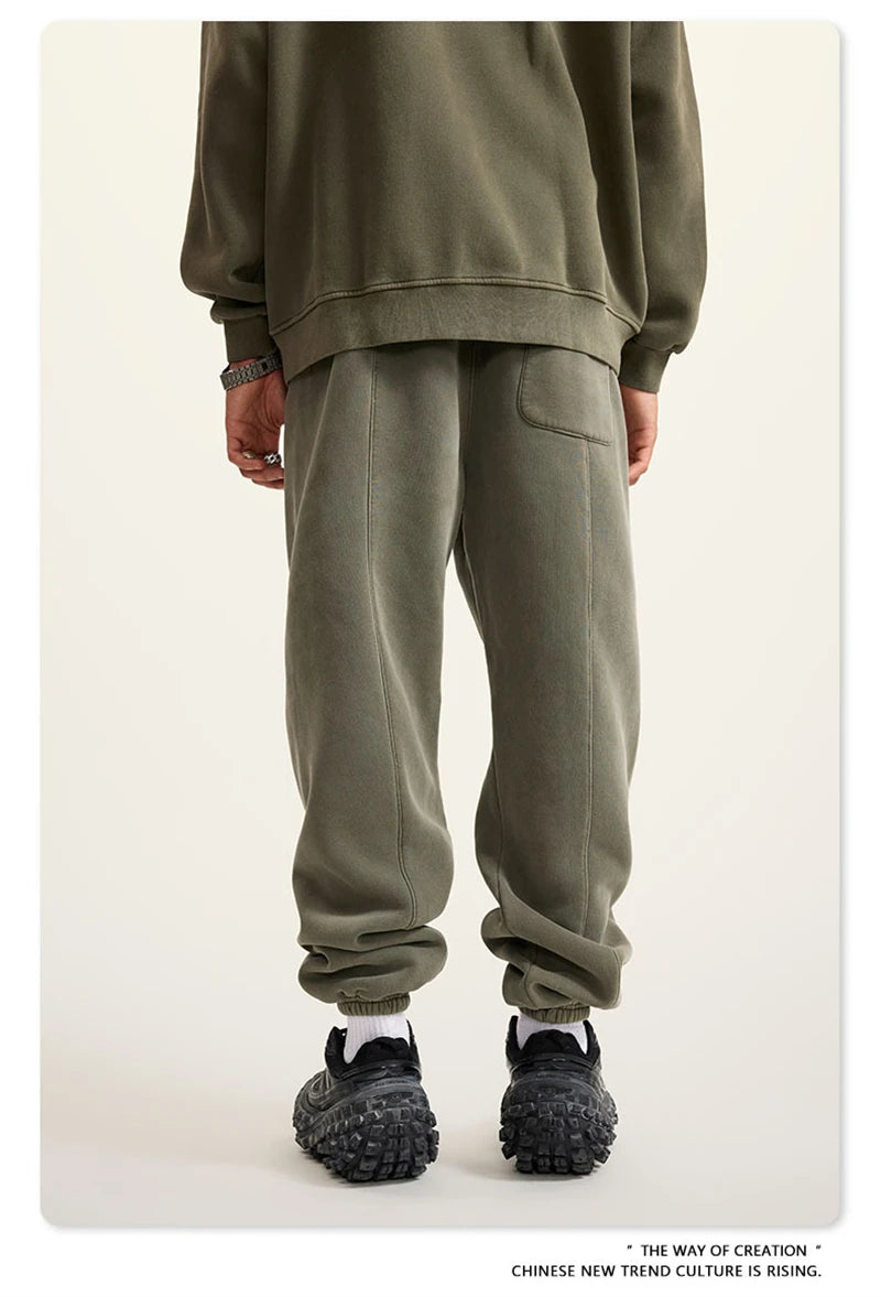 ZODF 2025 Autumn Winter Men’s Washed Fleece Sweatpants 355gsm Loose Retro Joggers Streetwear HY0653
