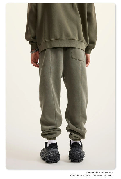 ZODF 2025 Autumn Winter Men’s Washed Fleece Sweatpants 355gsm Loose Retro Joggers Streetwear HY0653