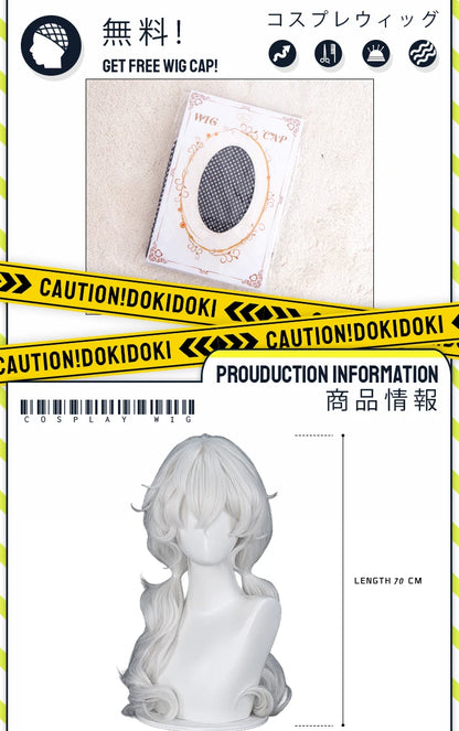 Charlotte Wiltshire Wig Game Hello Charlotte DokiDoki Women 70cm White Long Wig Charlotte Cosplay Free Cap