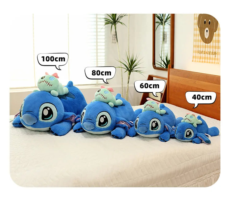 60/80/100cm Big Size Stitch Disney Anime Plush Stuffed Doll Kawaii Room Decoration Plushies Children's Pillow Holiday Gift