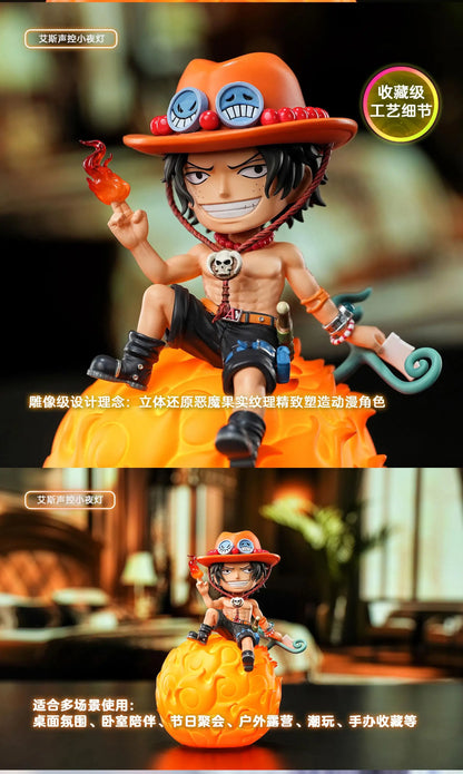 One Piece jimei Devil Fruit Serie Voice-Controlled Night Light Luffy Nico Robin Chopper Portga·D· Ace Anime Figure Desktop Model
