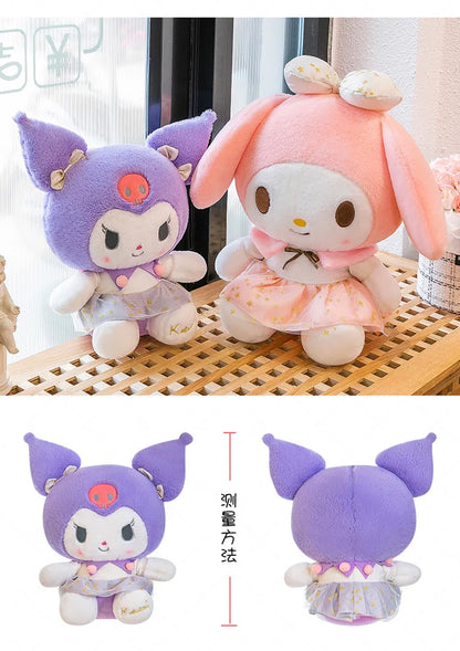 New White Gold Series Kuromi Plush Toy My Melody Sleeping Pillow Cute Stuffed Animal for Kids Birthday Christmas Gift for Girls