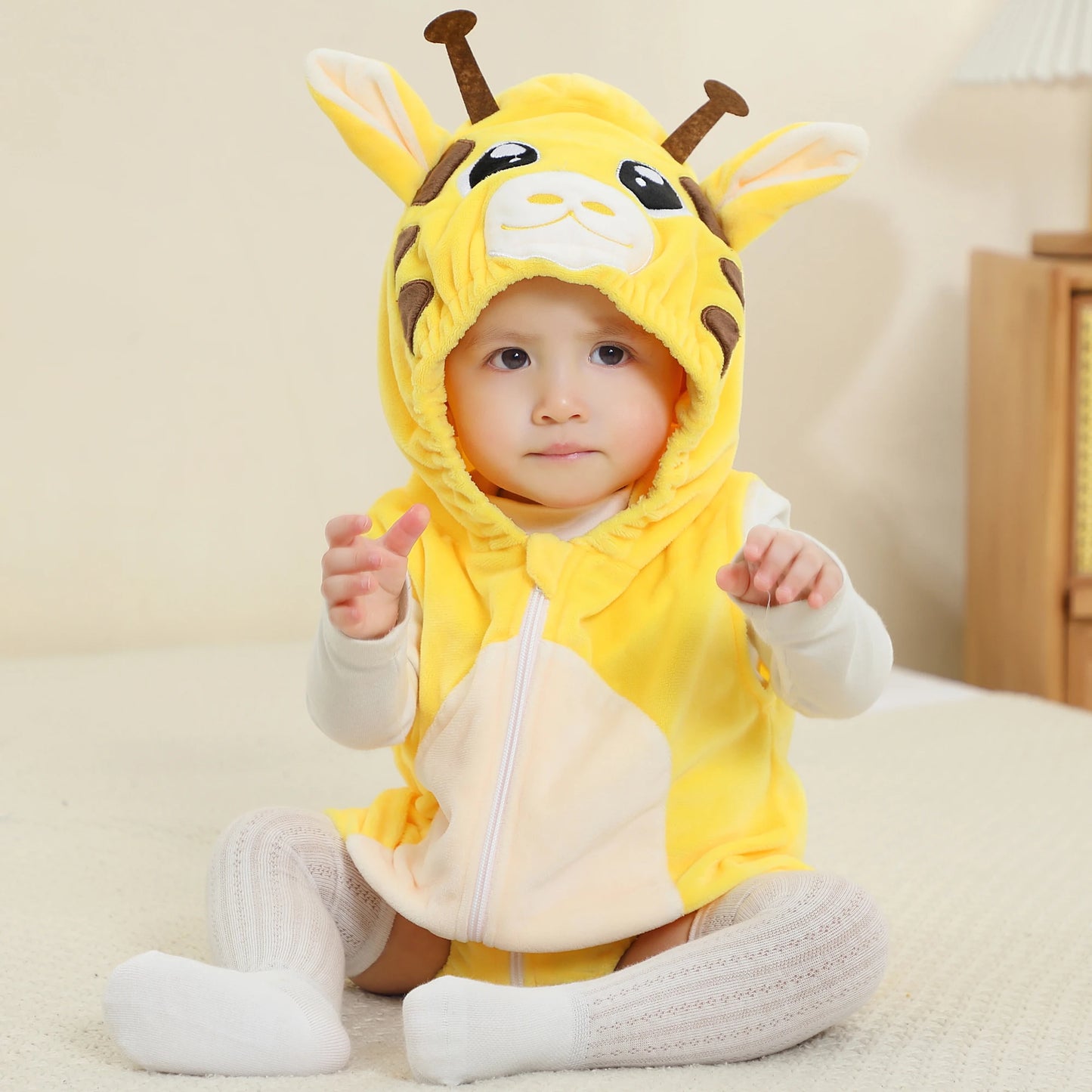 Baby Boy Romper 0 to 3 6 9 12 18 24 Months One Piece Hooded Baby Fall Outfit Newborn Girl Clothes Funny Yellow Jumpsuit Pajamas