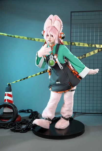 Zenless Zone Zero Zhao Cosplay Costume Dress Uniform Headwear Tail Earrings Rabbit Ear Halloween Party for Women Girls Role Play